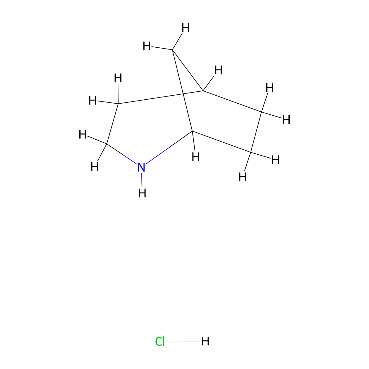2-Azabicyclo(3.2.1)octane hydrochloride molecular structure, CAS 16994-01-7