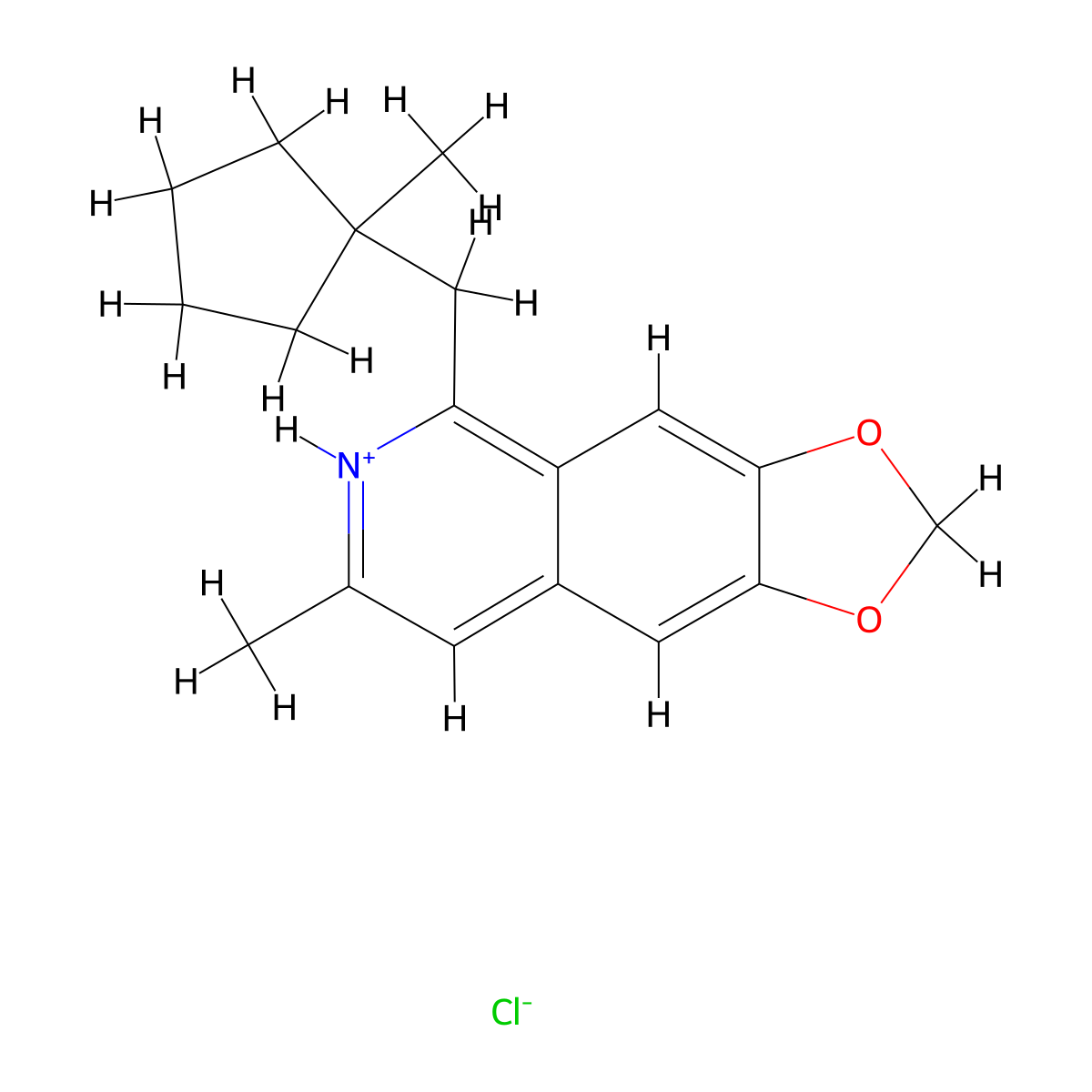 1,3-Dioxolo(4,5-g)isoquinoline, 7-methyl-5-((1-methylcyclopentyl)methyl)-, hydrochloride molecular structure, CAS 16994-50-6