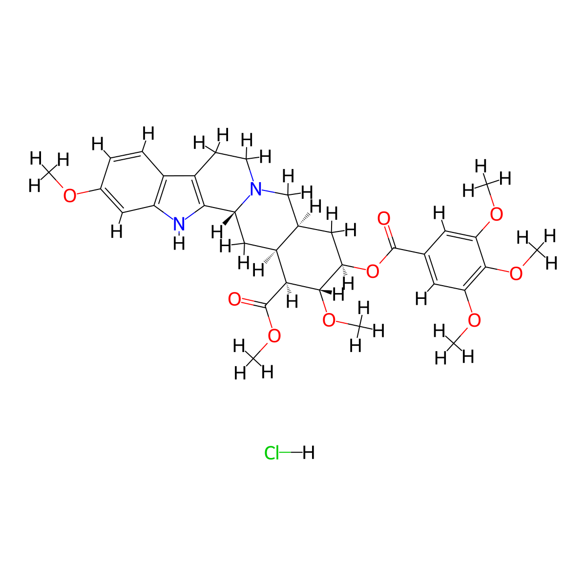 Reserpine hydrochloride molecular structure, CAS 16994-56-2
