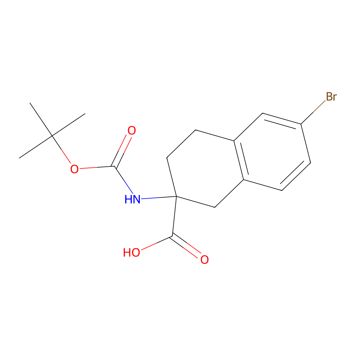 6-Bromo-2-{[(tert-butoxy)carbonyl]amino}-1,2,3,4-tetrahydronaphthalene-2-carboxylic acid molecular structure, CAS 1699409-15-8