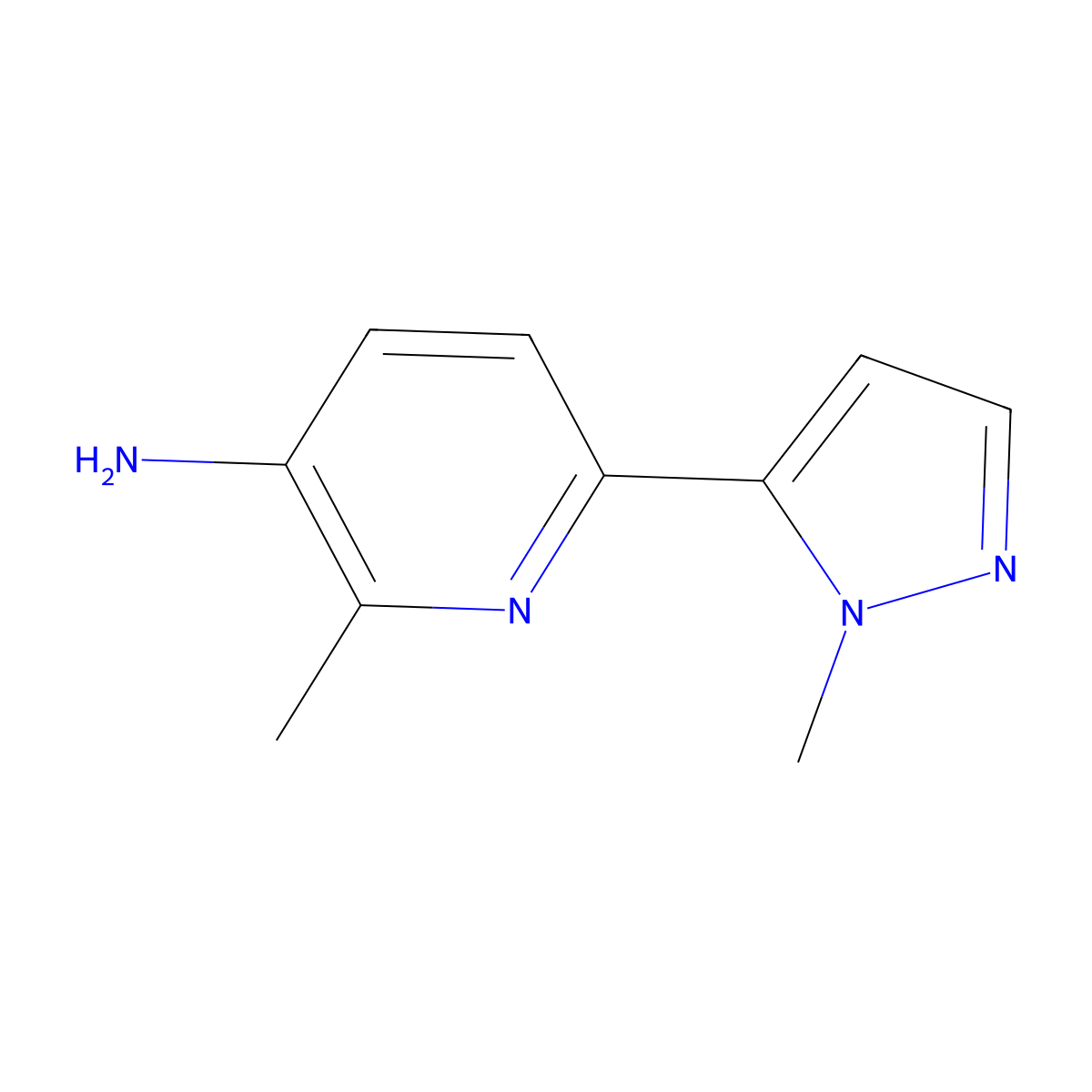 2-Methyl-6-(1-methyl-1H-pyrazol-5-yl)pyridin-3-amine molecular structure, CAS 1699410-15-5