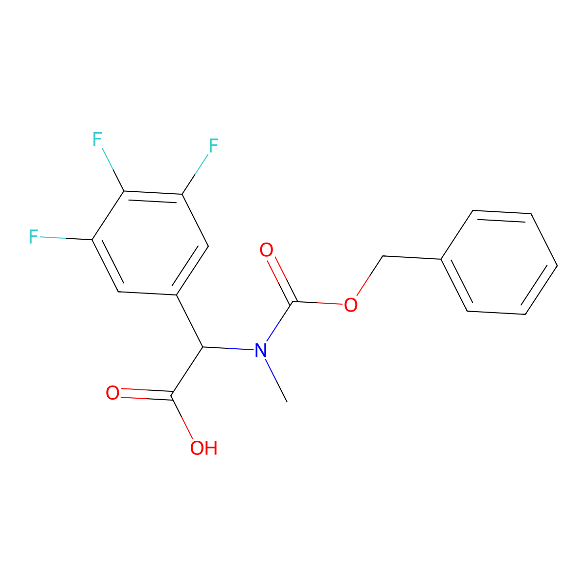 2-{[(Benzyloxy)carbonyl](methyl)amino}-2-(3,4,5-trifluorophenyl)acetic acid molecular structure, CAS 1699414-47-5