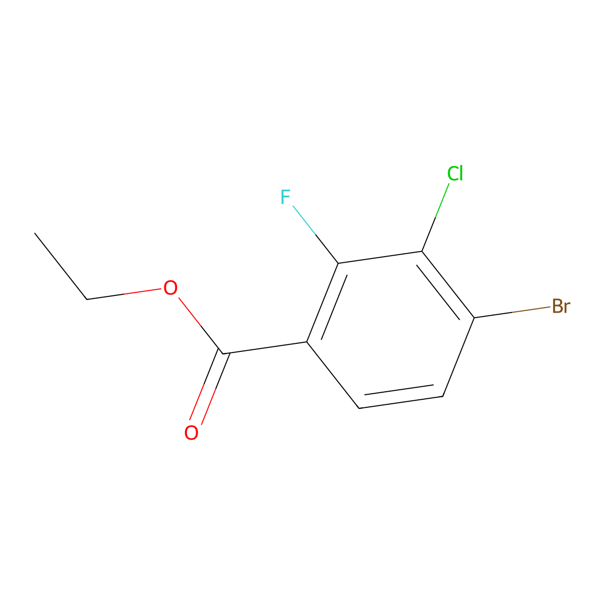 Ethyl 4-bromo-3-chloro-2-fluorobenzoate molecular structure, CAS 1699416-52-8