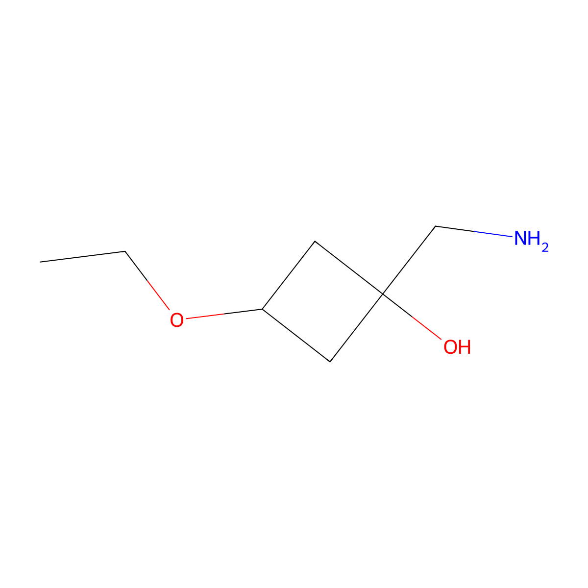 1-(Aminomethyl)-3-ethoxycyclobutan-1-ol molecular structure, CAS 1699420-62-6