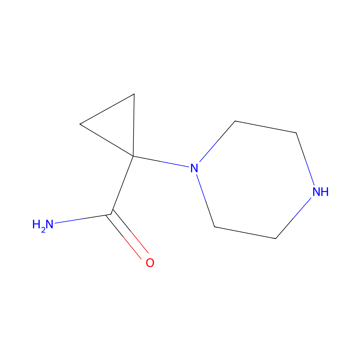 1-(Piperazin-1-yl)cyclopropane-1-carboxamide molecular structure, CAS 1699434-88-2