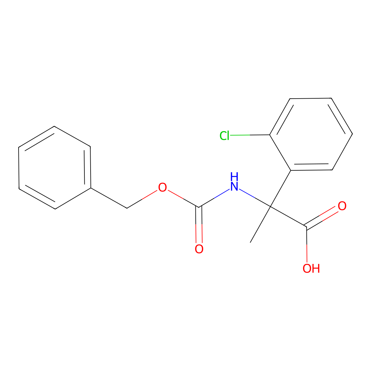 2-{[(Benzyloxy)carbonyl]amino}-2-(2-chlorophenyl)propanoic acid molecular structure, CAS 1699436-80-0