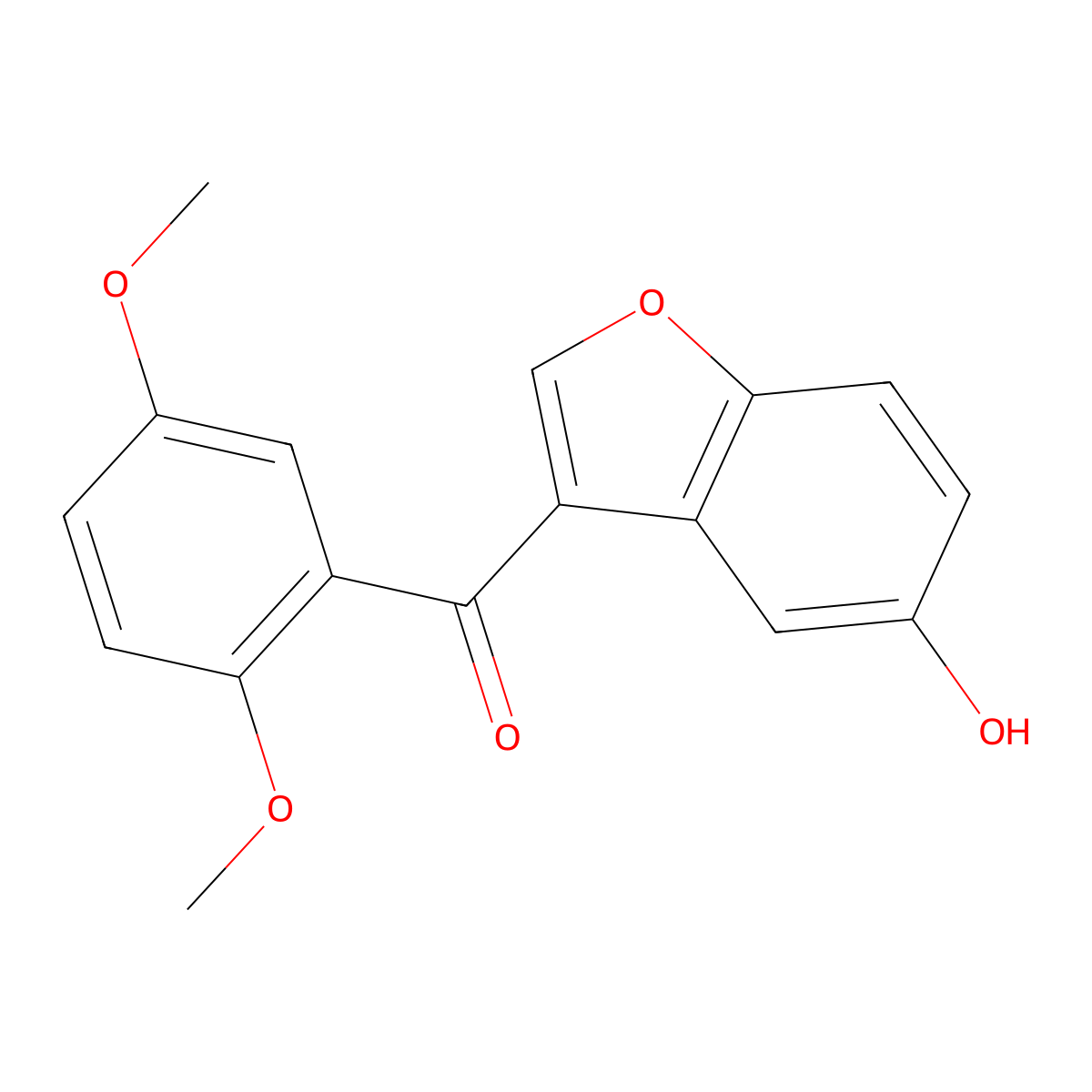 (2,5-Dimethoxyphenyl)(5-hydroxy-1-benzofuran-3-yl)methanone molecular structure, CAS 169944-36-9