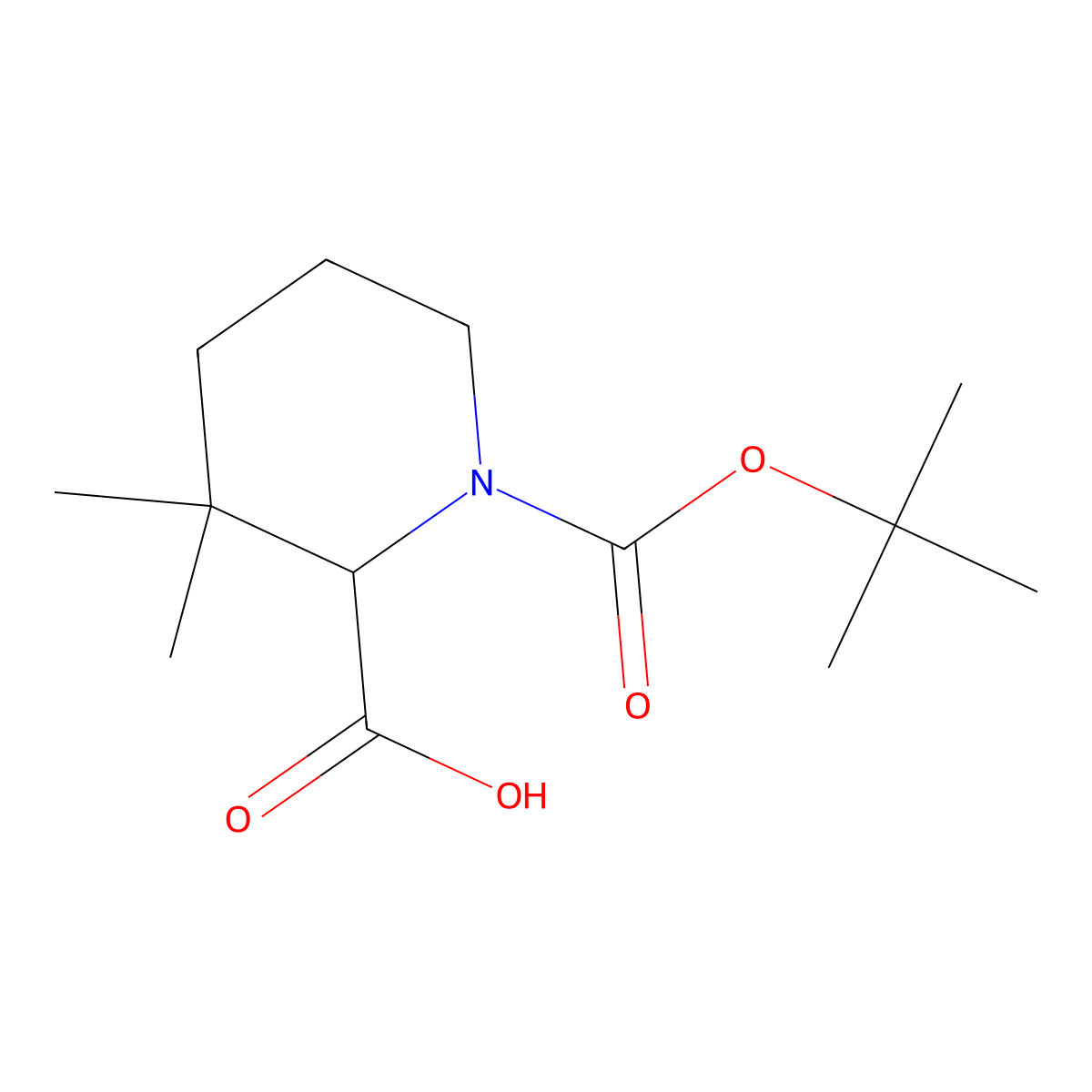 1-[(Tert-butoxy)carbonyl]-3,3-dimethylpiperidine-2-carboxylic acid molecular structure, CAS 1699454-68-6