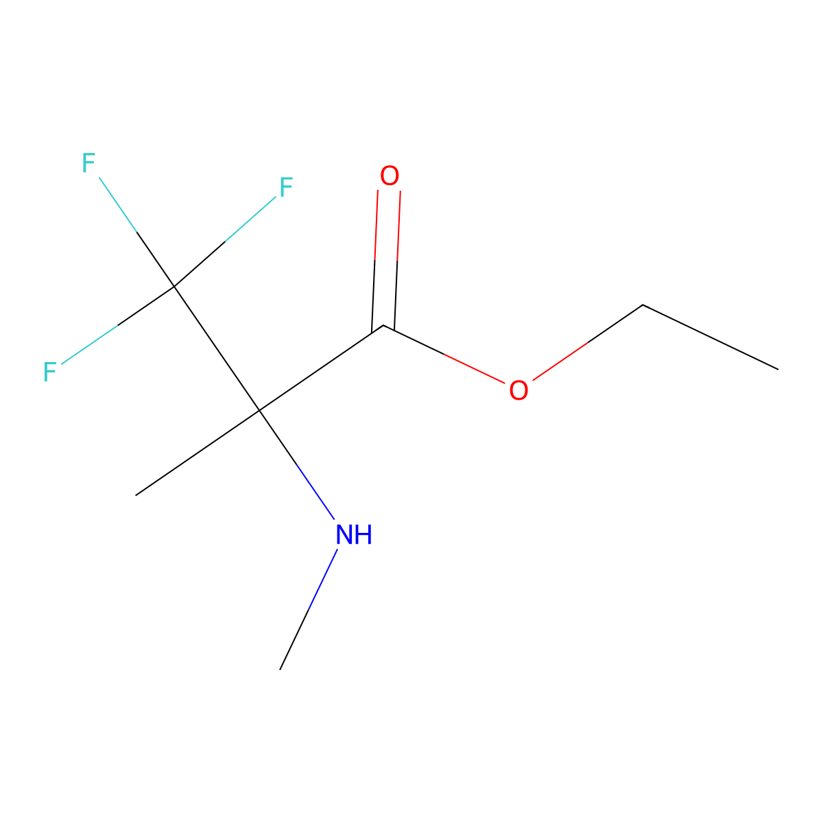 Ethyl 3,3,3-trifluoro-2-methyl-2-(methylamino)propanoate molecular structure, CAS 1699483-28-7