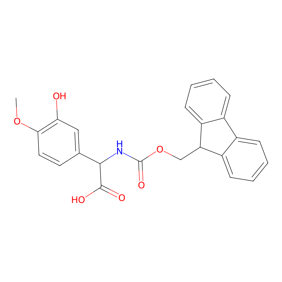 2-({[(9H-fluoren-9-yl)methoxy]carbonyl}amino)-2-(3-hydroxy-4-methoxyphenyl)acetic acid molecular structure, CAS 1699483-52-7
