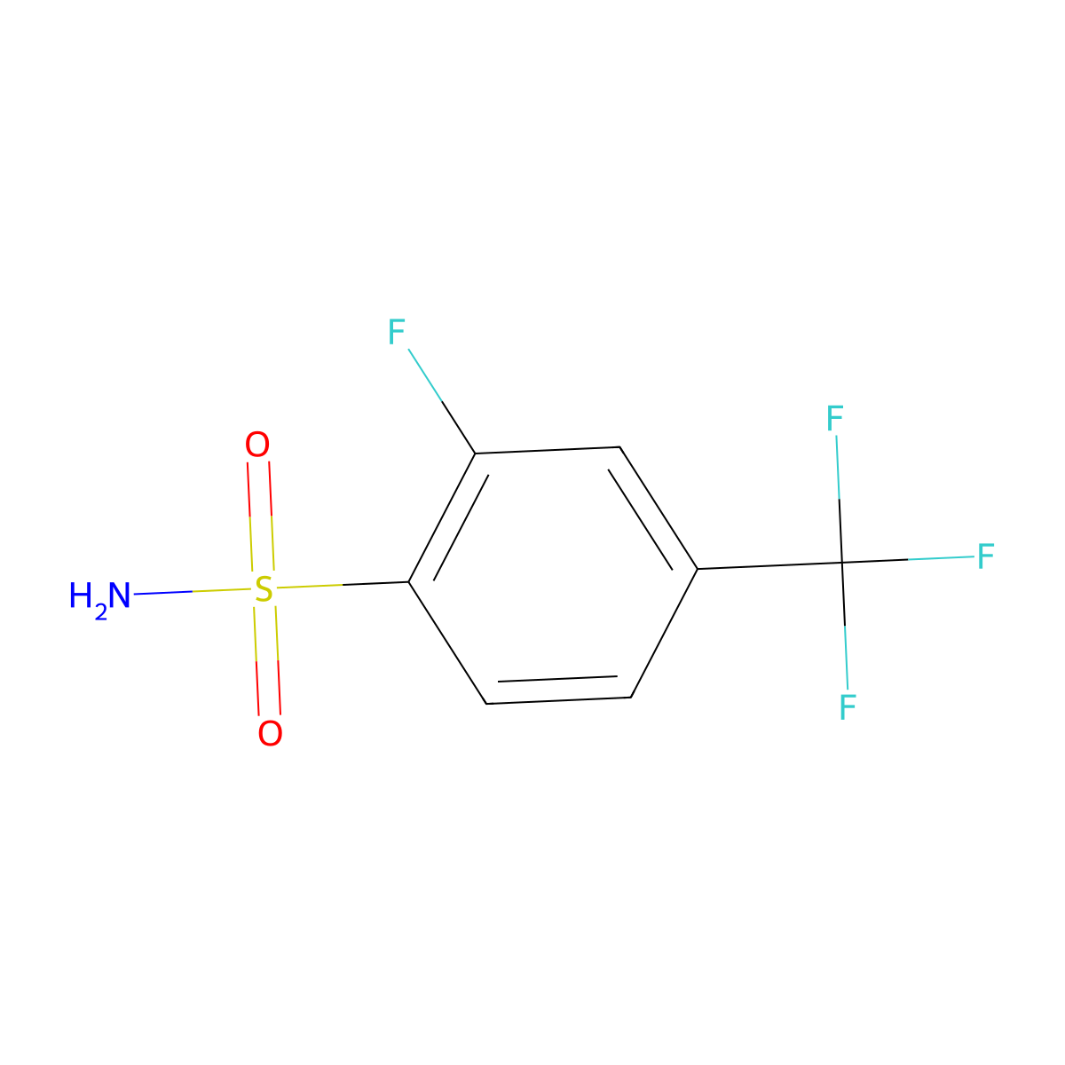 2-Fluoro-4-(trifluoromethyl)benzene-1-sulfonamide molecular structure, CAS 1699488-11-3