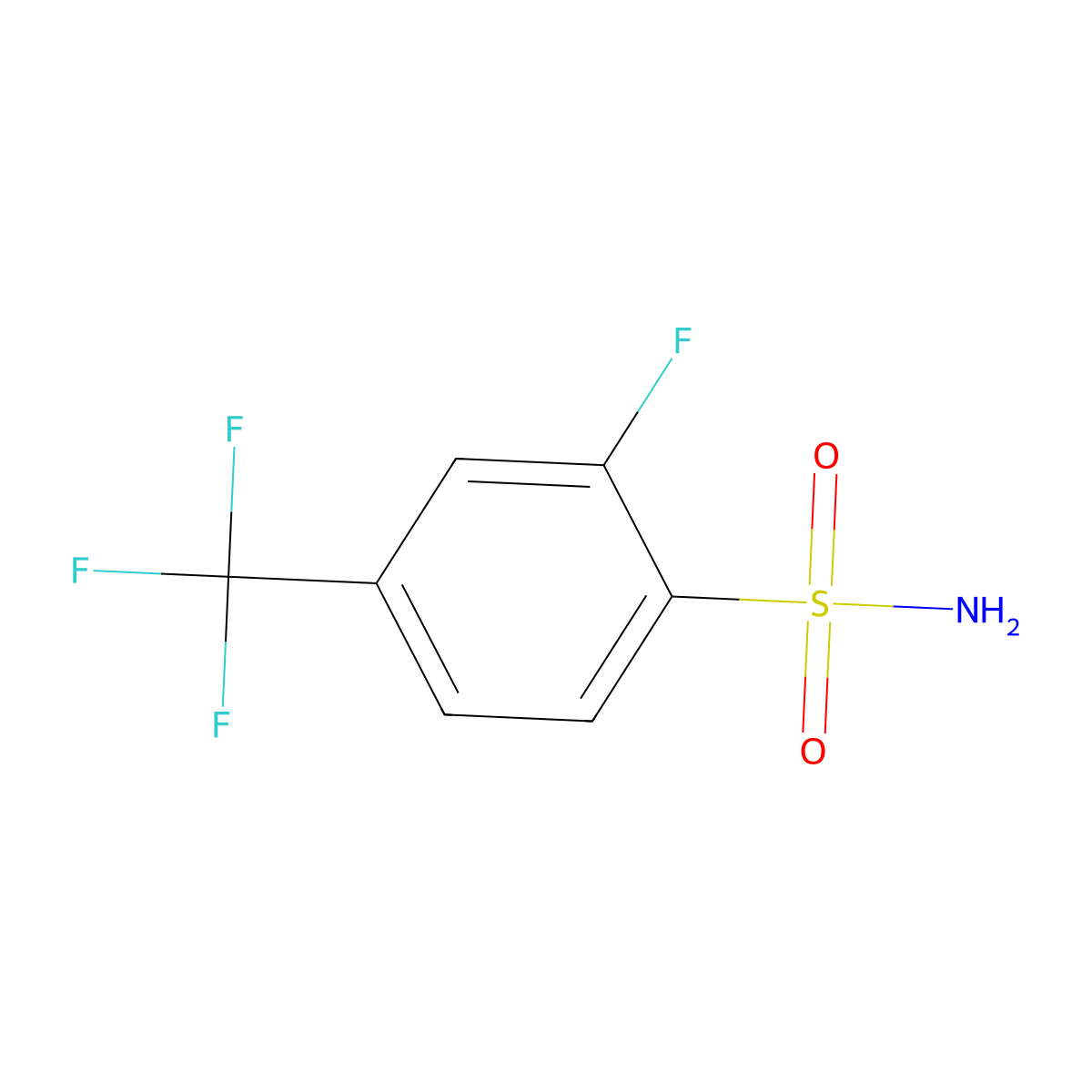 2-Fluoro-4-(trifluoromethyl)benzene-1-sulfonamide molecular structure, CAS 1699488-11-3