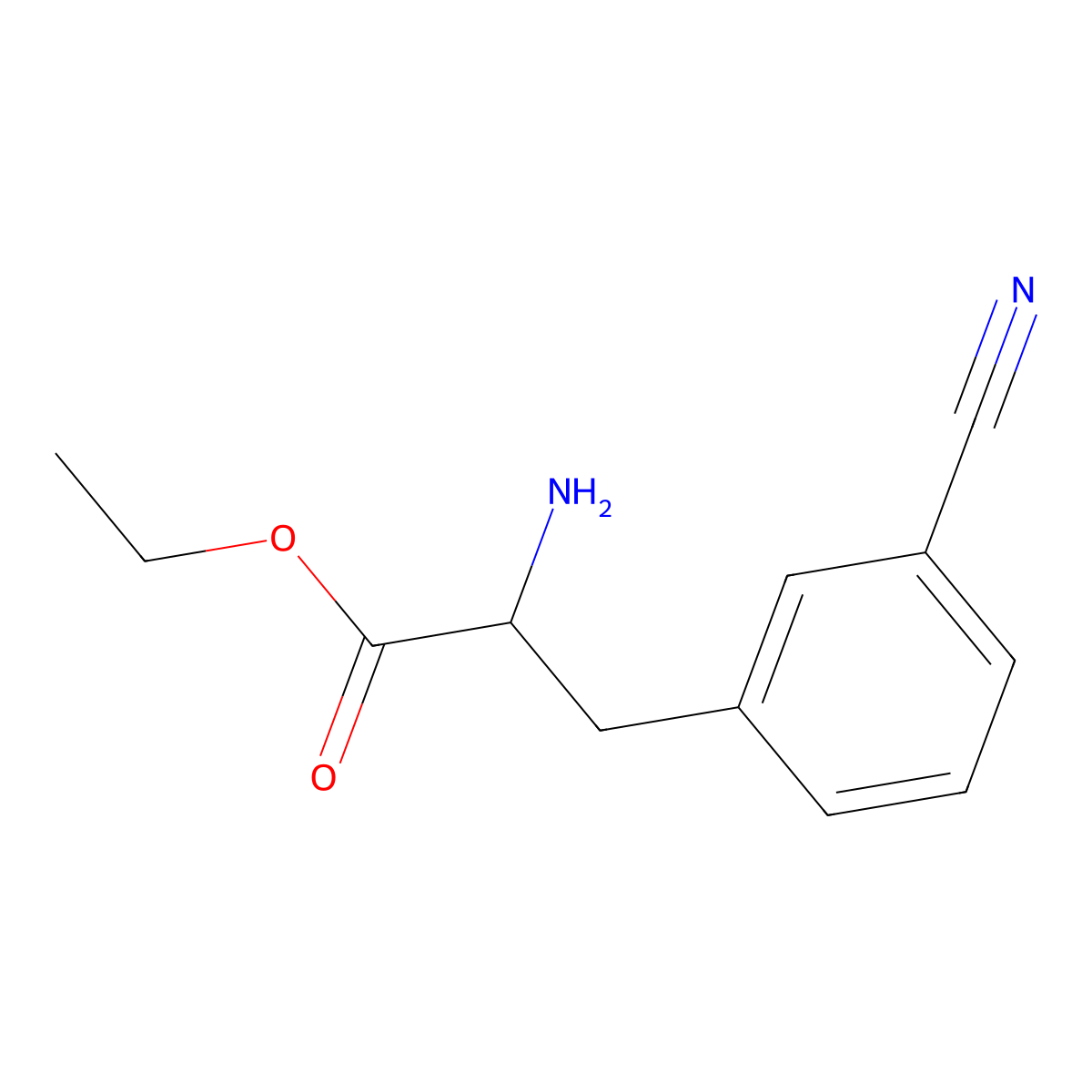 Ethyl 2-amino-3-(3-cyanophenyl)propanoate molecular structure, CAS 169949-48-8