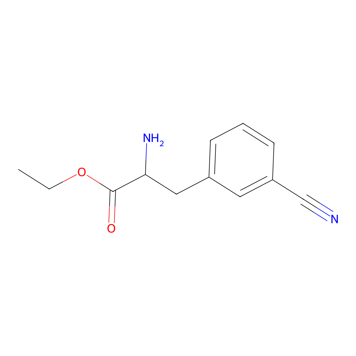 Ethyl 2-amino-3-(3-cyanophenyl)propanoate molecular structure, CAS 169949-48-8