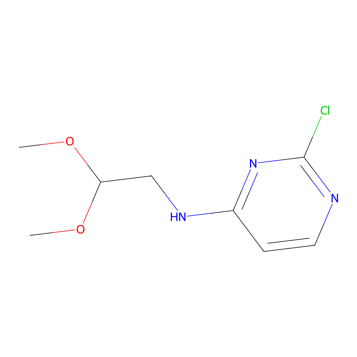 2-chloro-N-(2,2-dimethoxyethyl)pyrimidin-4-amine molecular structure, CAS 1699518-82-5