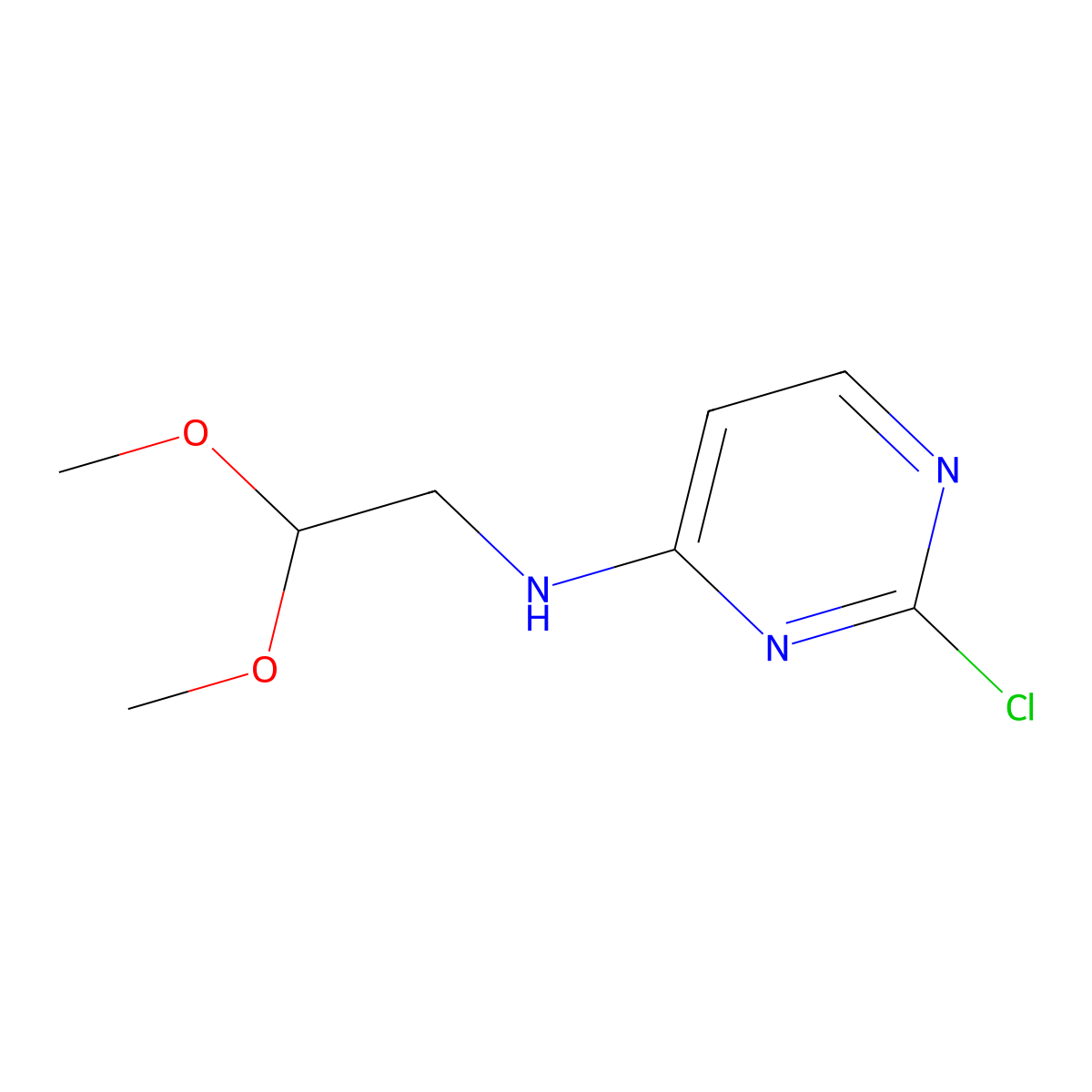 2-chloro-N-(2,2-dimethoxyethyl)pyrimidin-4-amine molecular structure, CAS 1699518-82-5