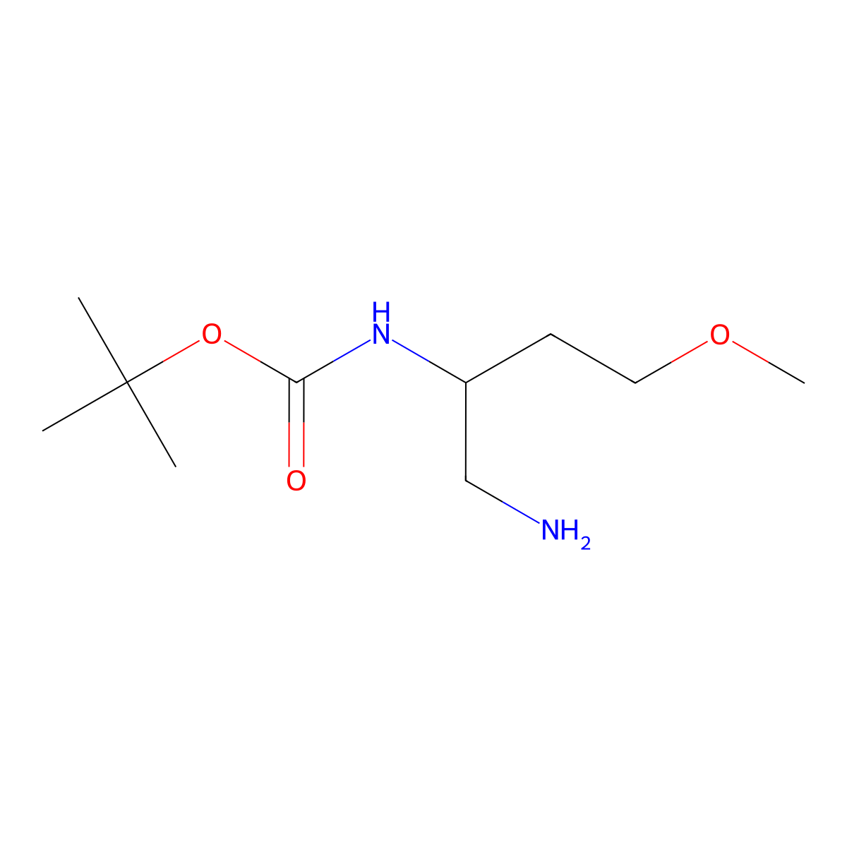 tert-butyl N-(1-amino-4-methoxybutan-2-yl)carbamate molecular structure, CAS 1699523-13-1