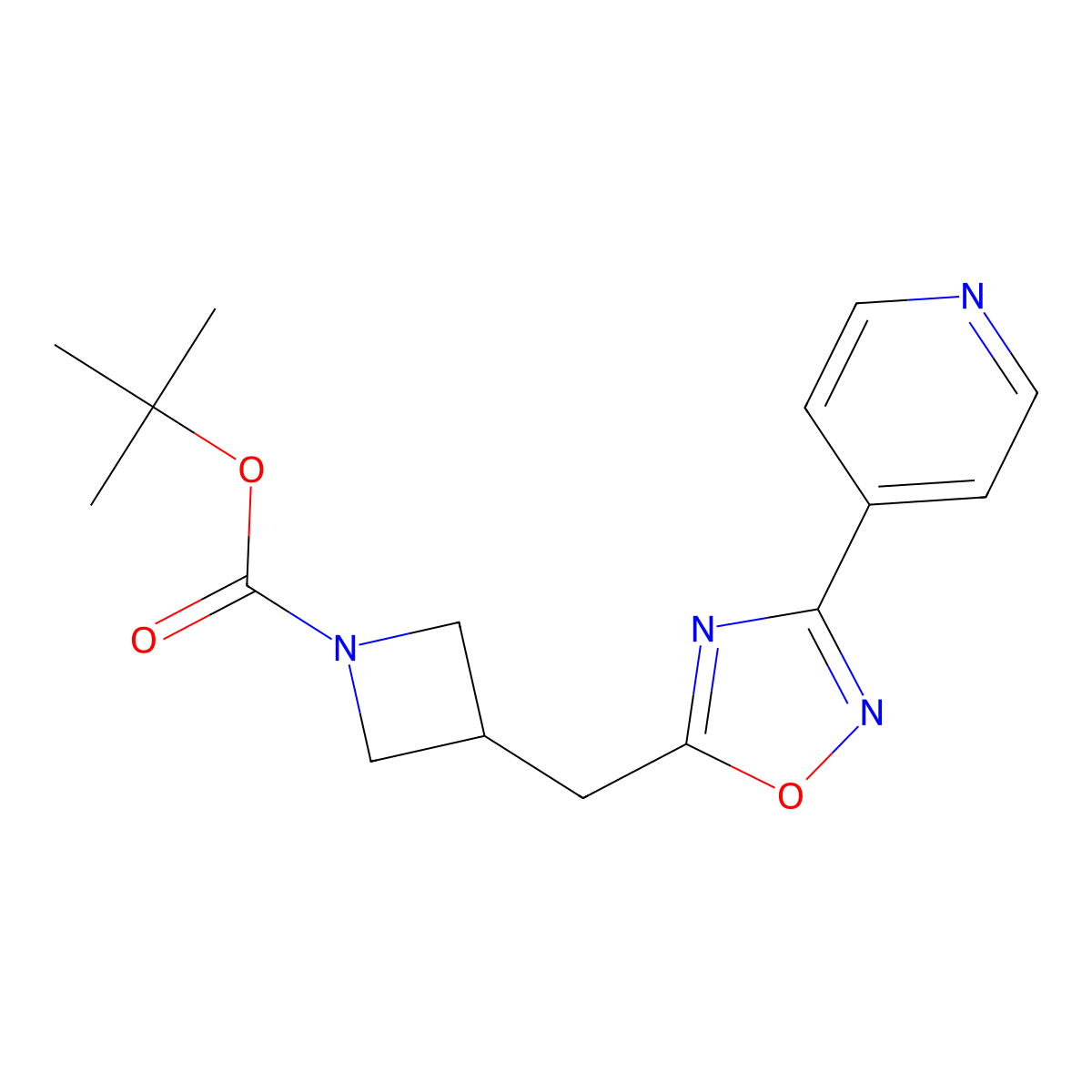 tert-Butyl 3-((3-(pyridin-4-yl)-1,2,4-oxadiazol-5-yl)methyl)azetidine-1-carboxylate molecular structure, CAS 1699532-58-5