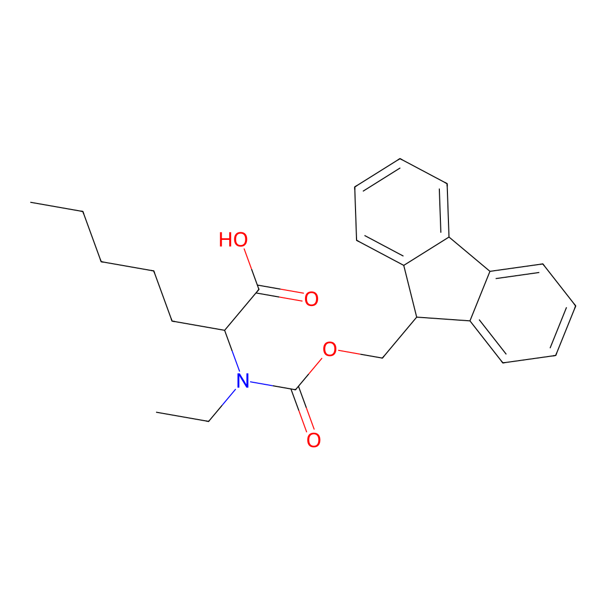 2-[ethyl({[(9H-fluoren-9-yl)methoxy]carbonyl})amino]heptanoic acid molecular structure, CAS 1699536-35-0