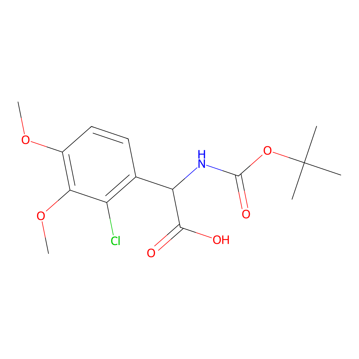 2-((Tert-butoxycarbonyl)amino)-2-(2-chloro-3,4-dimethoxyphenyl)acetic acid molecular structure, CAS 1699539-45-1