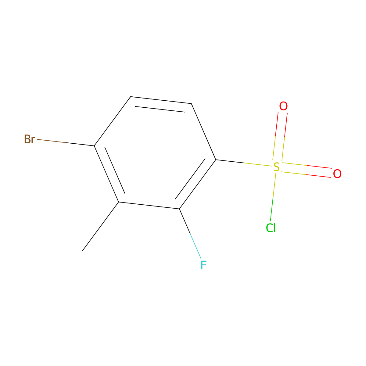 4-Bromo-2-fluoro-3-methylbenzene-1-sulfonyl chloride molecular structure, CAS 1699542-31-8