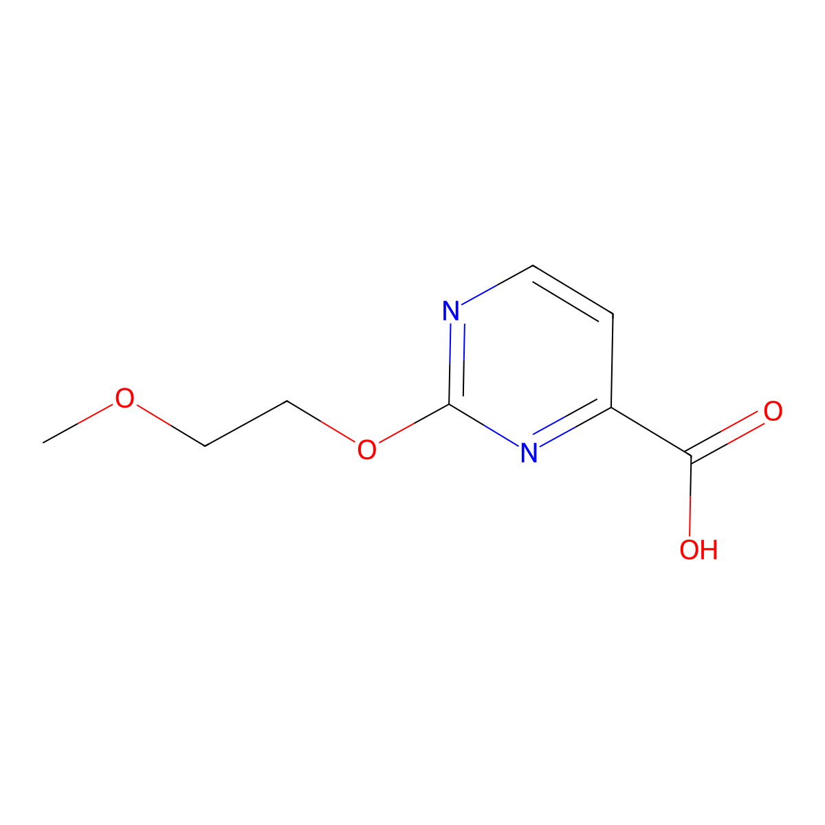 2-(2-Methoxyethoxy)pyrimidine-4-carboxylic acid molecular structure, CAS 1699550-27-0