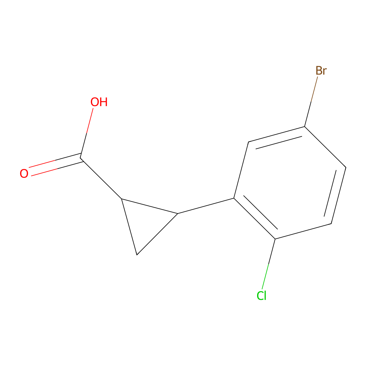 2-(5-Bromo-2-chlorophenyl)cyclopropane-1-carboxylic acid molecular structure, CAS 1699551-85-3