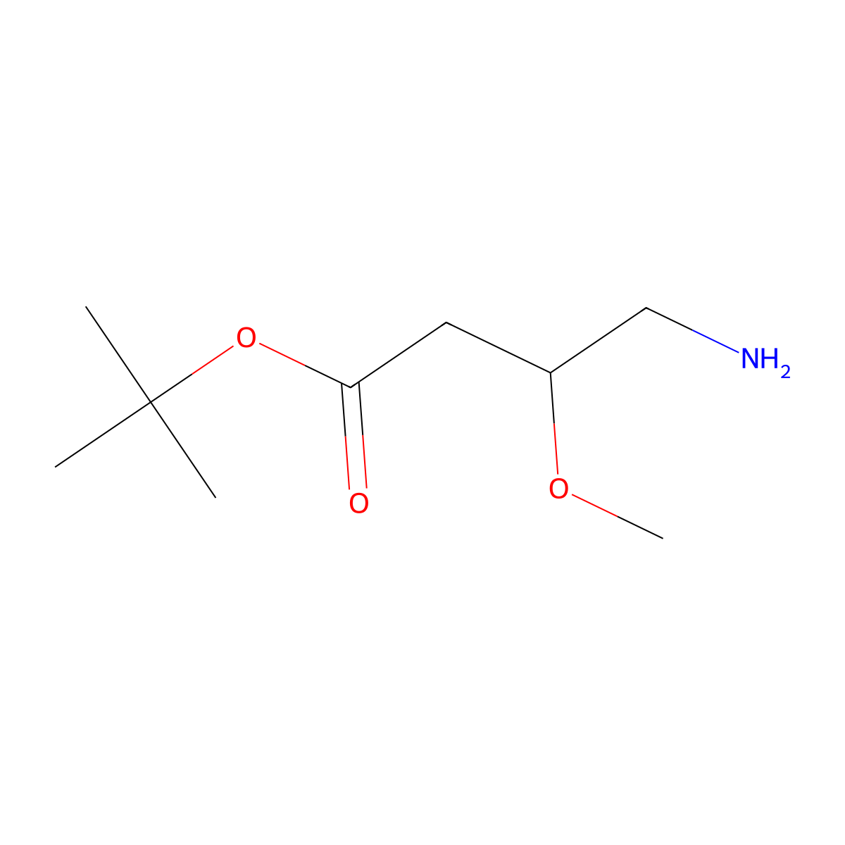 Tert-butyl 4-amino-3-methoxybutanoate molecular structure, CAS 1699570-29-0