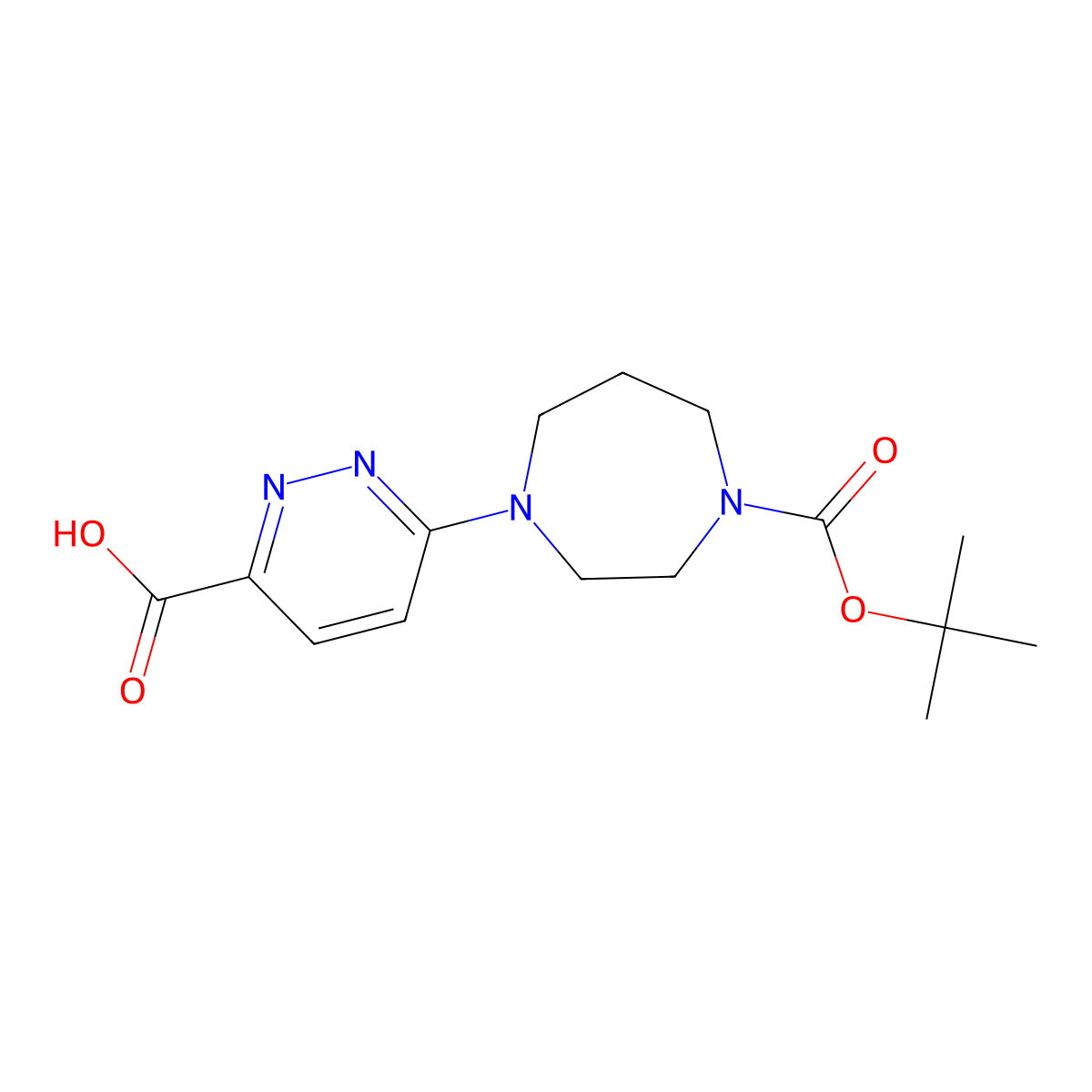 6-{4-[(Tert-butoxy)carbonyl]-1,4-diazepan-1-yl}pyridazine-3-carboxylic acid molecular structure, CAS 1699573-12-0