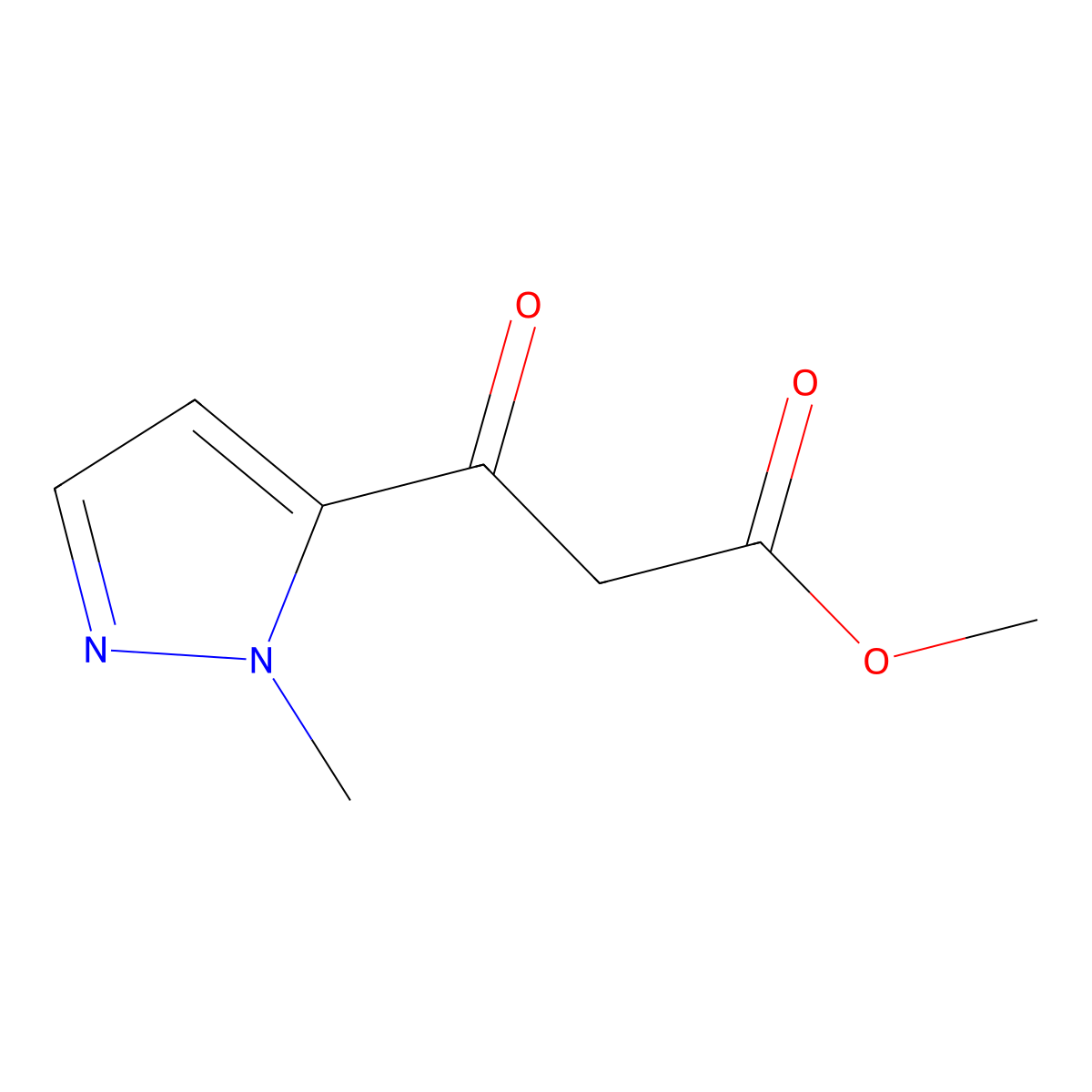 methyl 3-(1-methyl-1H-pyrazol-5-yl)-3-oxopropanoate molecular structure, CAS 1699626-50-0