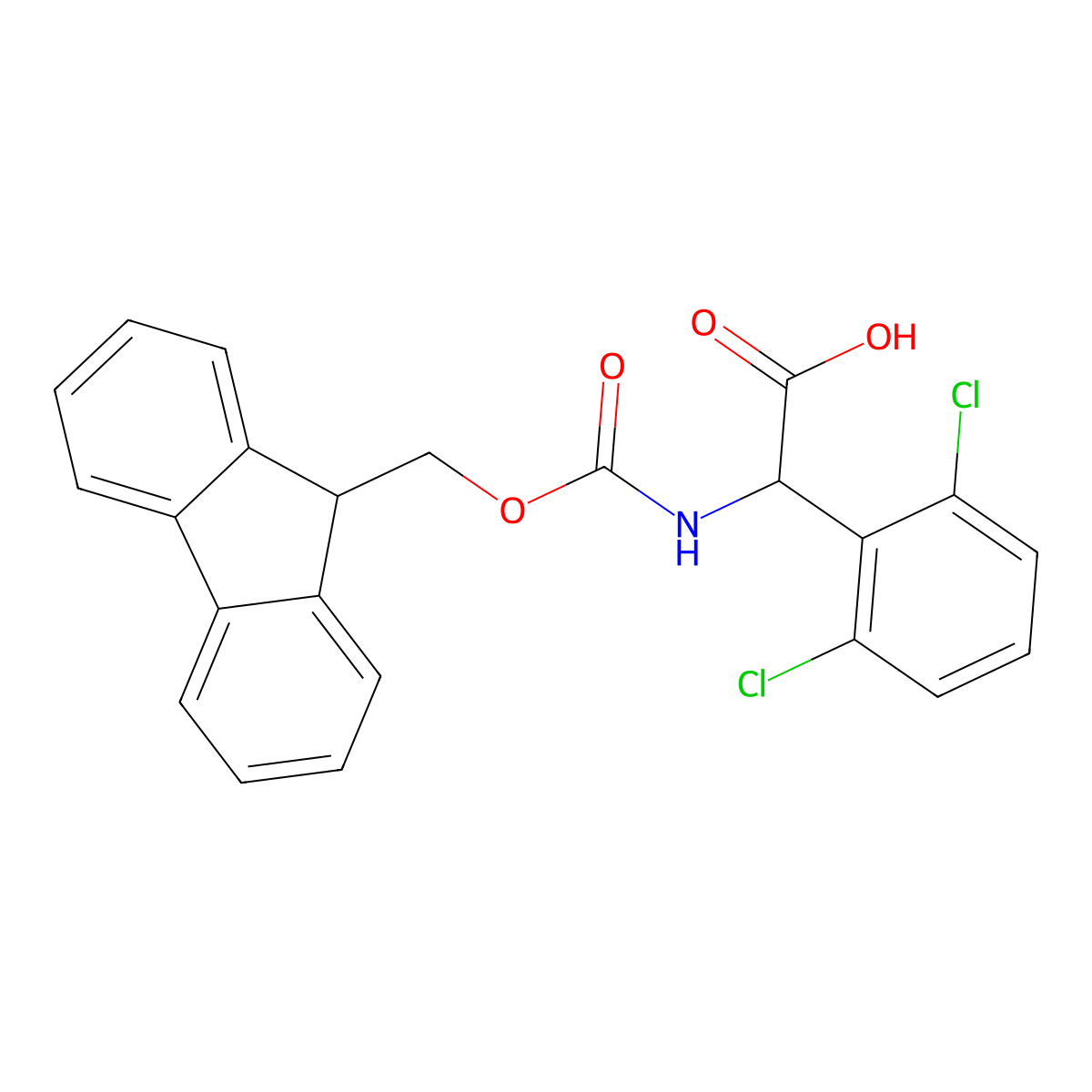 2-(2,6-dichlorophenyl)-2-({[(9H-fluoren-9-yl)methoxy]carbonyl}amino)acetic acid molecular structure, CAS 1699630-79-9