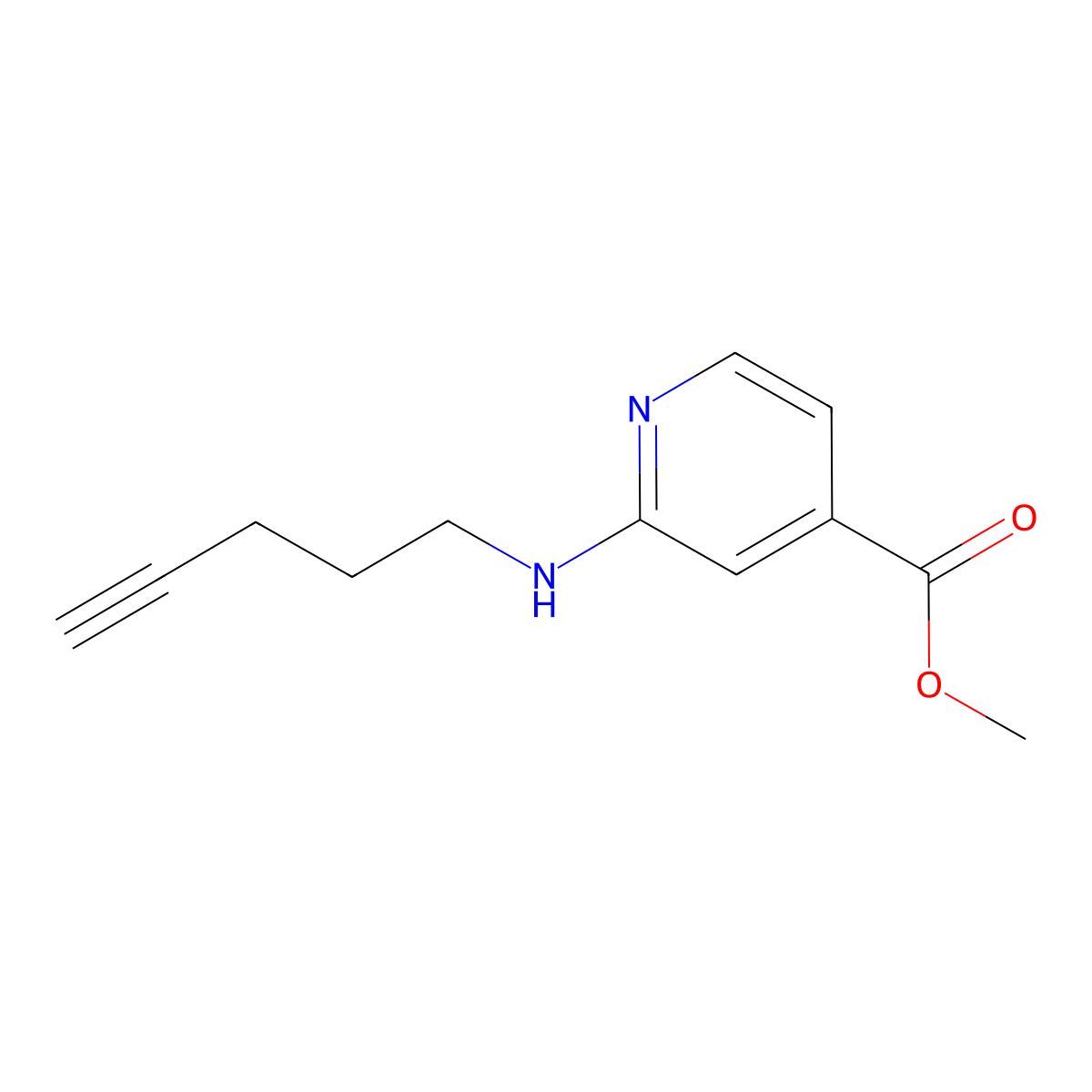 Methyl 2-[(pent-4-yn-1-yl)amino]pyridine-4-carboxylate molecular structure, CAS 1699662-62-8