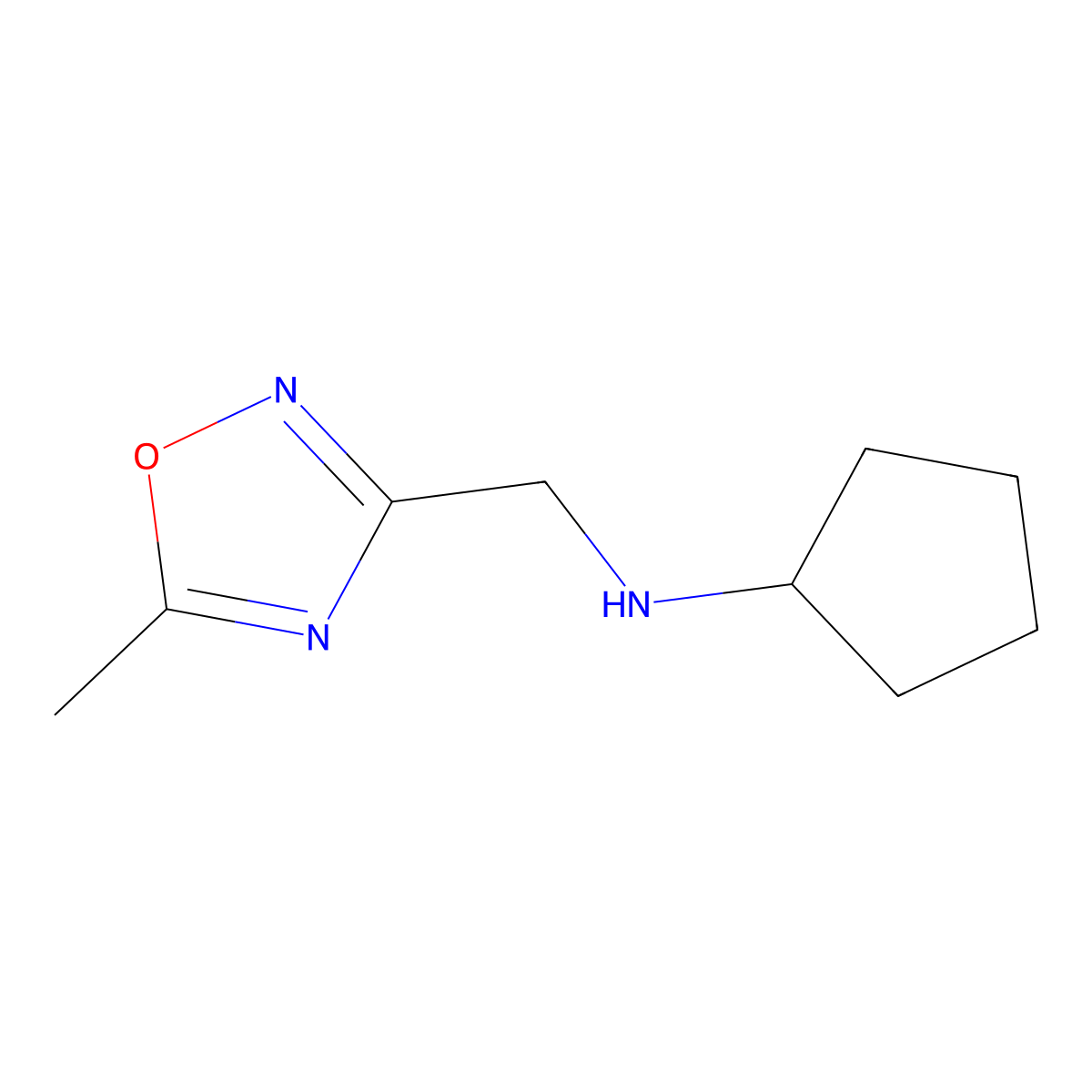 N-[(5-methyl-1,2,4-oxadiazol-3-yl)methyl]cyclopentanamine molecular structure, CAS 1699679-95-2