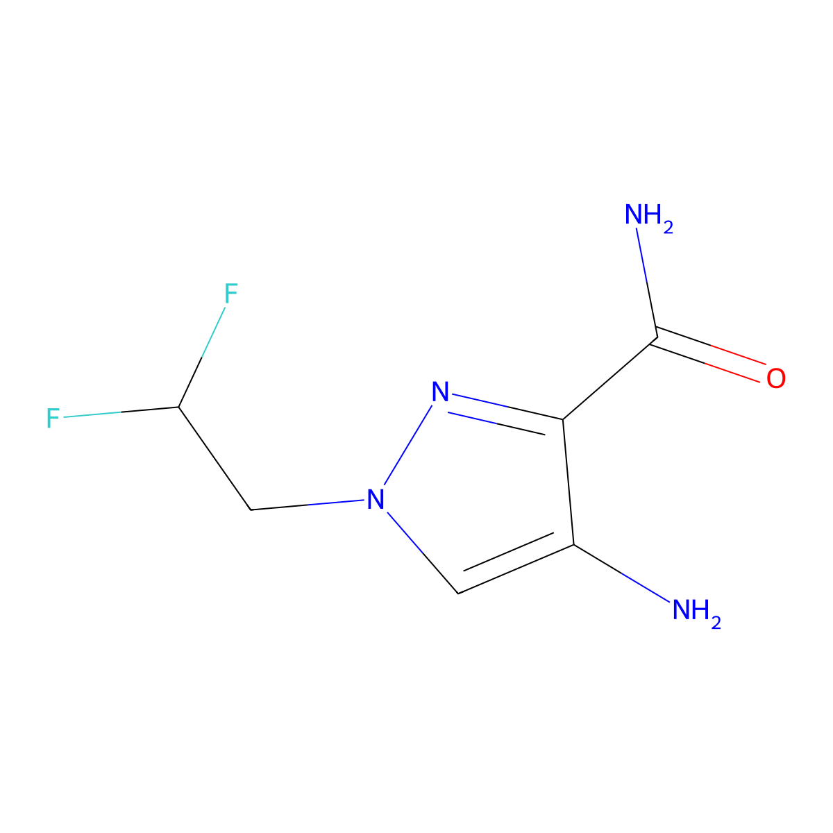 4-amino-1-(2,2-difluoroethyl)-1H-pyrazole-3-carboxamide molecular structure, CAS 1699683-25-4