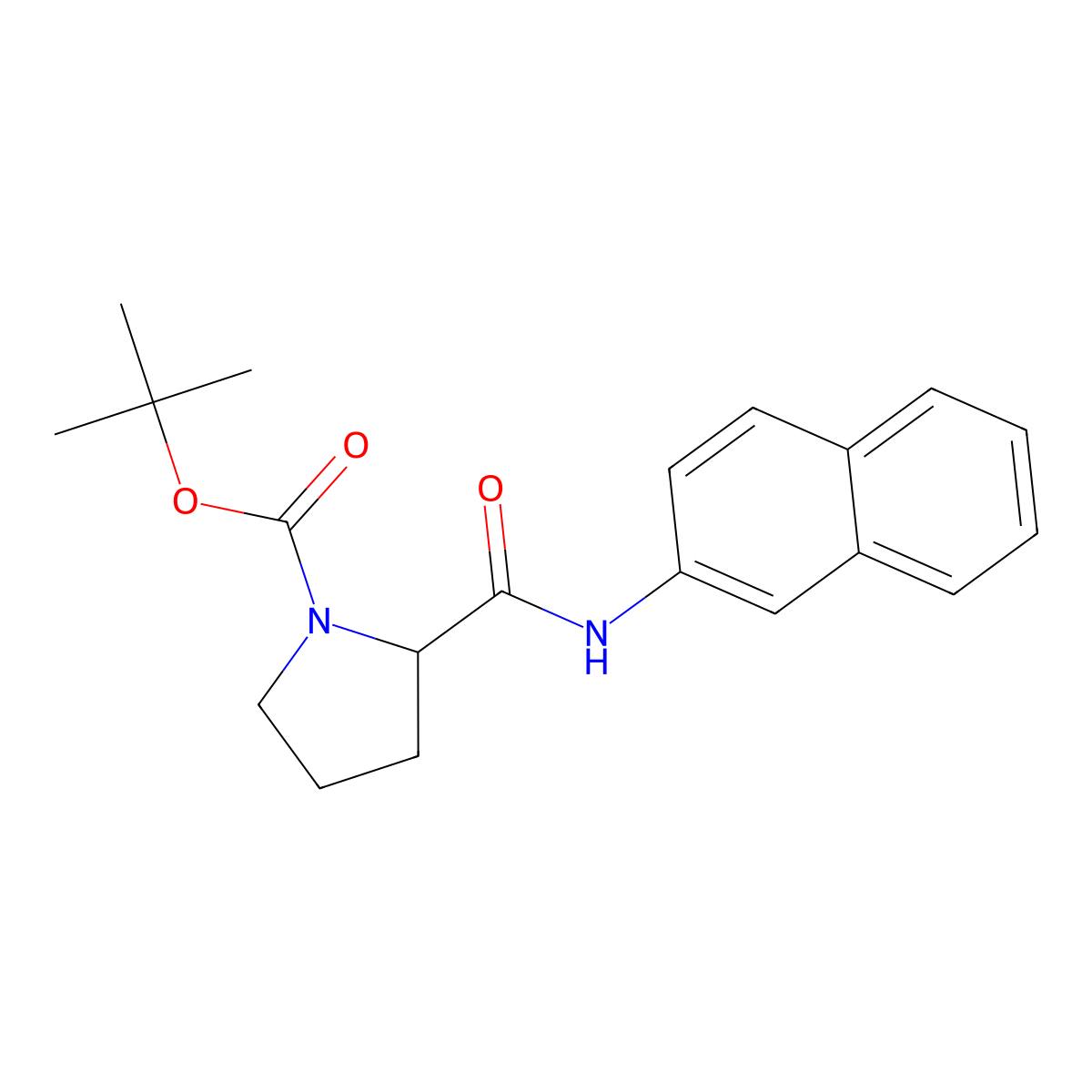 (S)-Tert-butyl 2-(naphthalen-2-ylcarbamoyl)pyrrolidine-1-carboxylate molecular structure, CAS 169969-06-6