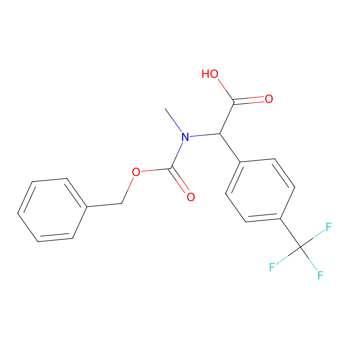 2-{[(Benzyloxy)carbonyl](methyl)amino}-2-[4-(trifluoromethyl)phenyl]acetic acid molecular structure, CAS 1699697-74-9