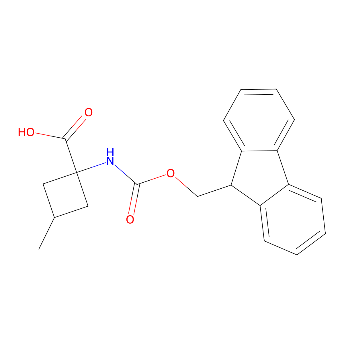1-({[(9H-fluoren-9-yl)methoxy]carbonyl}amino)-3-methylcyclobutane-1-carboxylic acid molecular structure, CAS 1699709-29-9