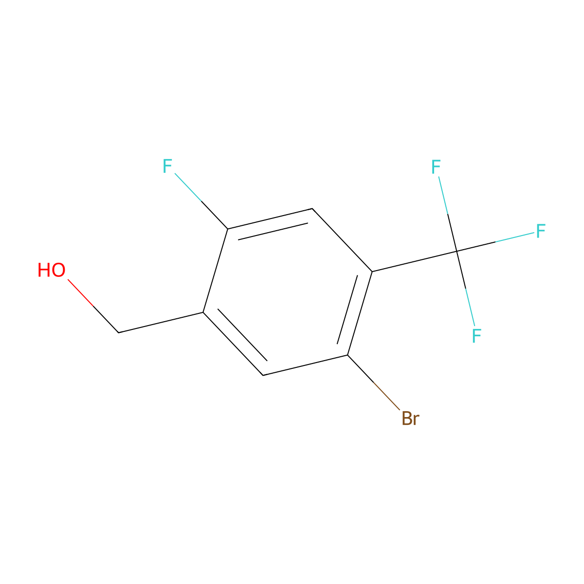 (5-Bromo-2-fluoro-4-(trifluoromethyl)phenyl)methanol molecular structure, CAS 1699741-94-0