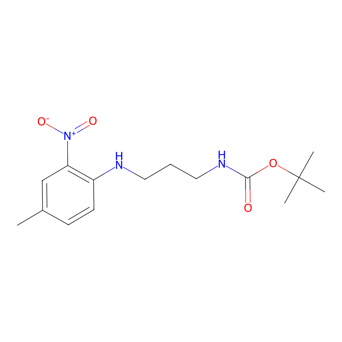 tert-Butyl (3-((4-methyl-2-nitrophenyl)amino)propyl)carbamate molecular structure, CAS 1699971-24-8