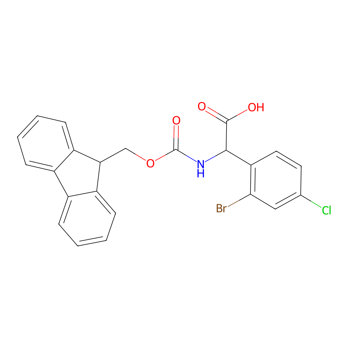 2-(2-bromo-4-chlorophenyl)-2-({[(9H-fluoren-9-yl)methoxy]carbonyl}amino)acetic acid molecular structure, CAS 1699988-02-7