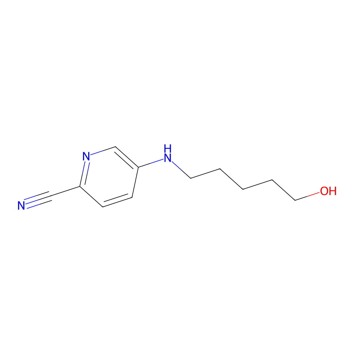 5-[(5-Hydroxypentyl)amino]pyridine-2-carbonitrile molecular structure, CAS 1699990-34-5
