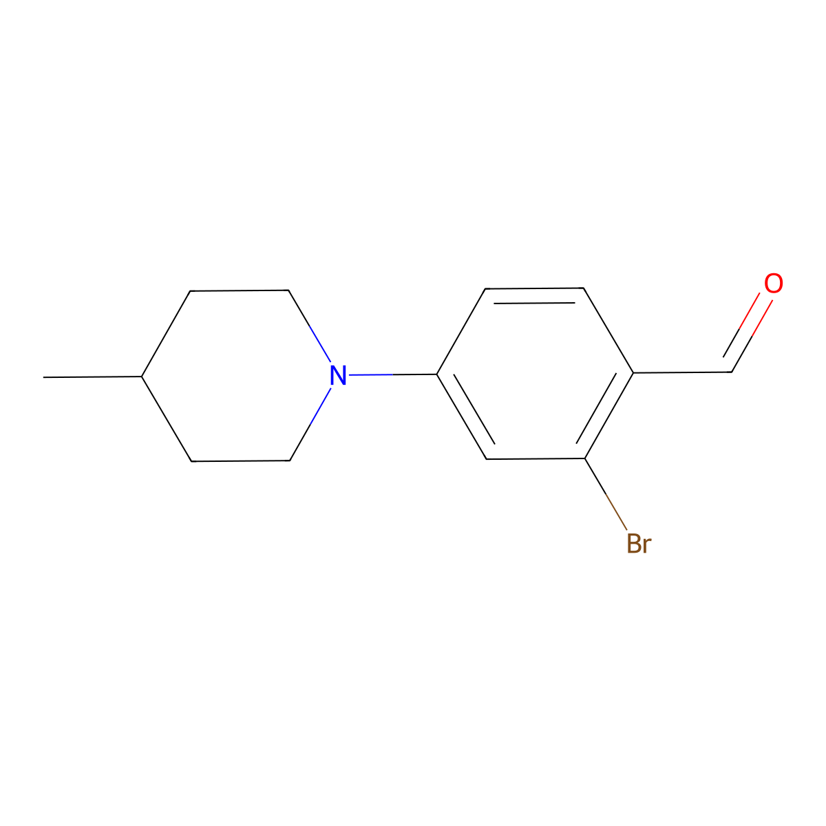 2-Bromo-4-(4-methylpiperidin-1-yl)benzaldehyde molecular structure, CAS 1699993-22-0