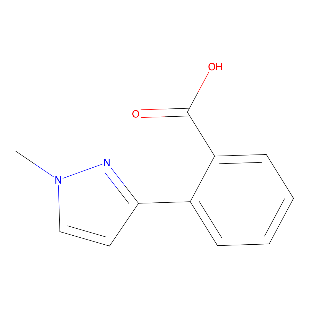 2-(1-Methyl-1H-pyrazol-3-yl)benzoic acid molecular structure, CAS 1699994-15-4