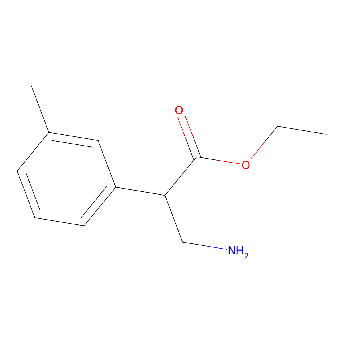 Ethyl 3-amino-2-(3-methylphenyl)propanoate molecular structure, CAS 1699999-15-9