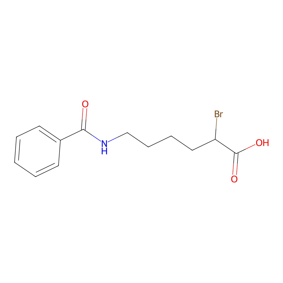 Hexanoic acid, 6-benzamido-2-bromo- molecular structure, CAS 1700-05-6