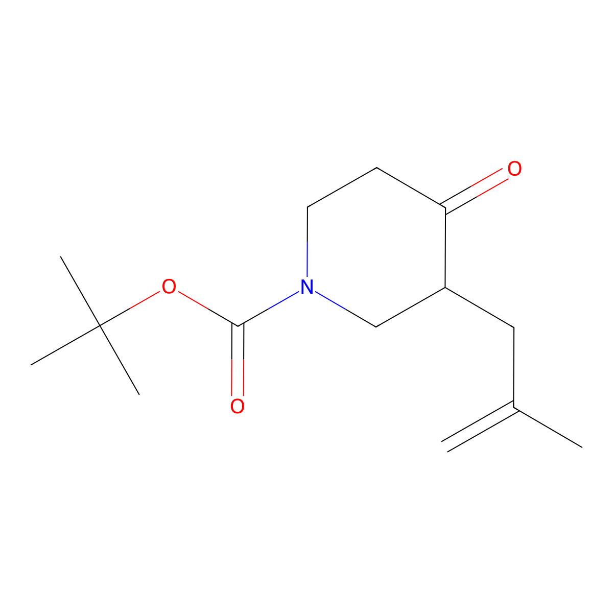 Tert-butyl 3-(2-methylprop-2-en-1-yl)-4-oxopiperidine-1-carboxylate molecular structure, CAS 1700002-83-0