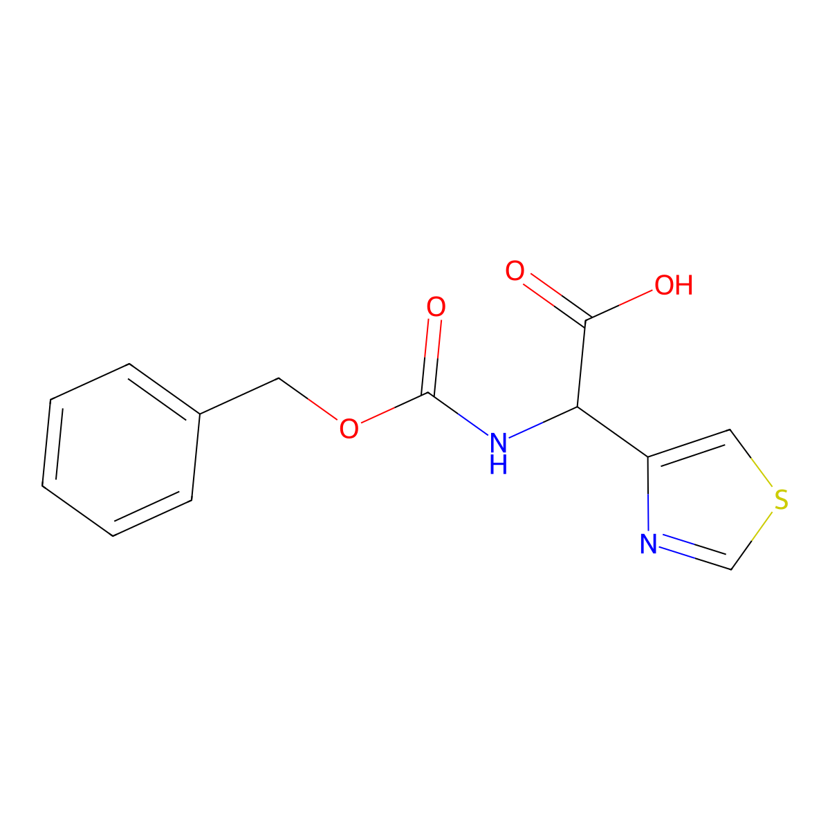2-{[(Benzyloxy)carbonyl]amino}-2-(1,3-thiazol-4-yl)acetic acid molecular structure, CAS 1700018-69-4