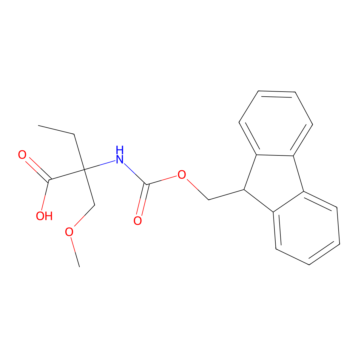 2-({[(9H-fluoren-9-yl)methoxy]carbonyl}amino)-2-(methoxymethyl)butanoic acid molecular structure, CAS 1700027-77-5