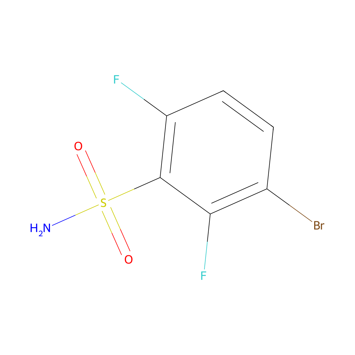 3-Bromo-2,6-difluorobenzene-1-sulfonamide molecular structure, CAS 1700029-11-3