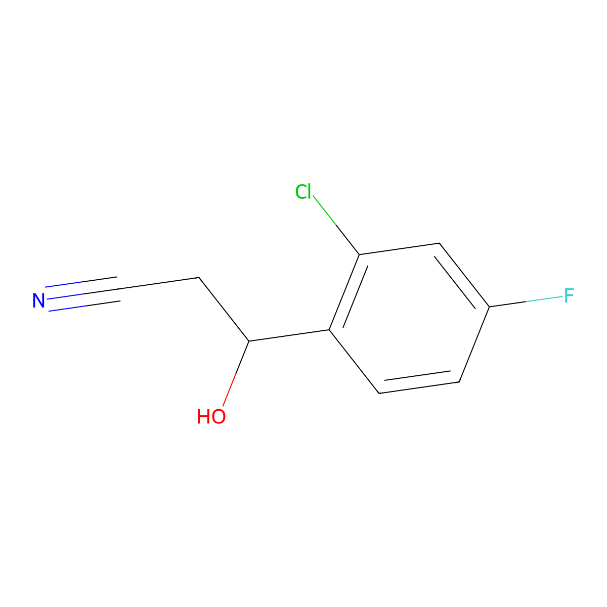 3-(2-Chloro-4-fluorophenyl)-3-hydroxypropanenitrile molecular structure, CAS 1700030-06-3